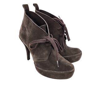 Pedro Garcia Yasu Platform Bootie Lace Up 4' Heel Suede Ash Color Size 37.5